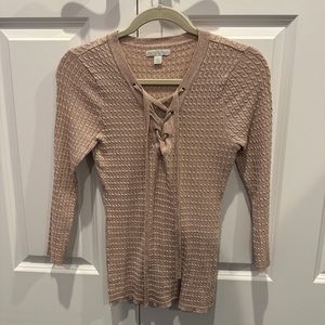 Metallic Lace Up Sweater